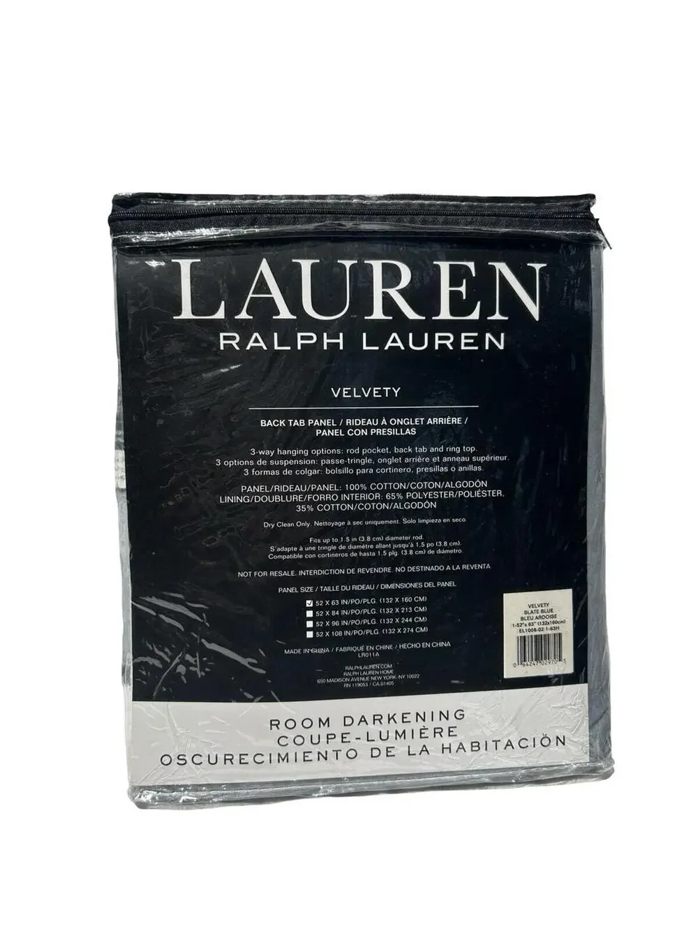 Lauren Ralph Lauren Velvety Gray Room Darkening Curtains 52x63 Set 2‎